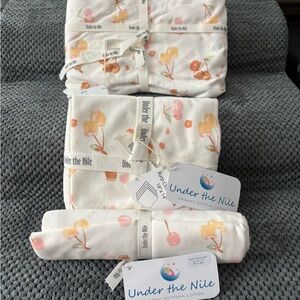 Under the Nile Organic Egyptian Cotton Kids Blanket Set - Cream and Orange